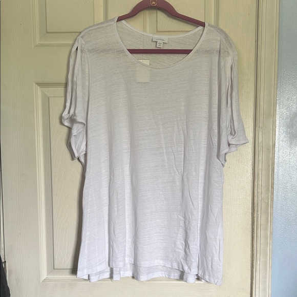 NWOT J. Jill white cold shoulder short sleeve linen blend t-shirt size 3X - Picture 1 of 5